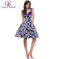 Grace Karin Damen neueste Design Blume bedruckte Baumwolle Vintage Pinup Kleider CL008901-9